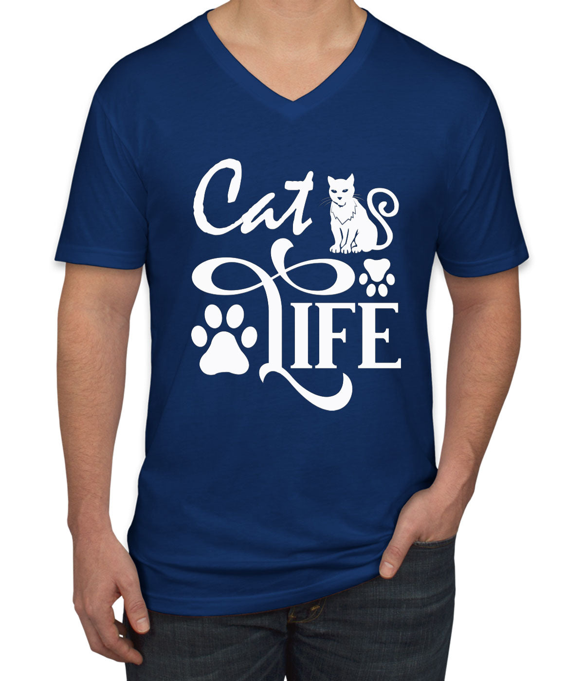 Cat Life Men's V Neck T-shirt