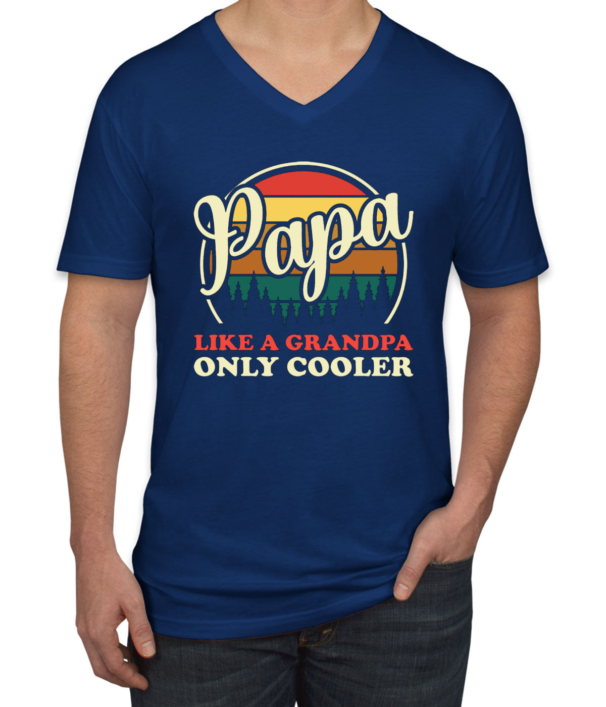 Papa Like A Grandpa Only Cooler Father's Day Men's V Neck T-shirt