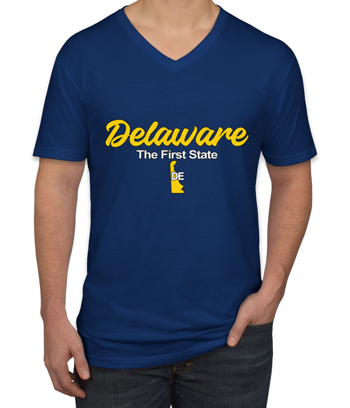 Delaware The First State Men's V Neck T-shirt