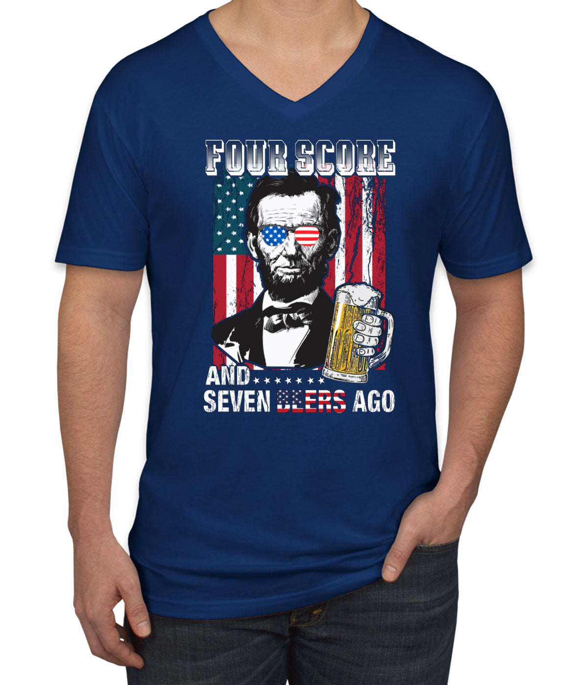 Four Score And Seven Beers Ago Men's V Neck T-shirt