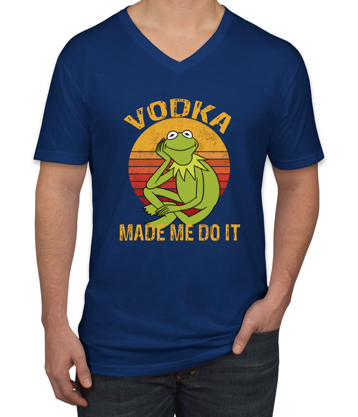 Vodka Made Me Do It Frog Meme Men's V Neck T-shirt