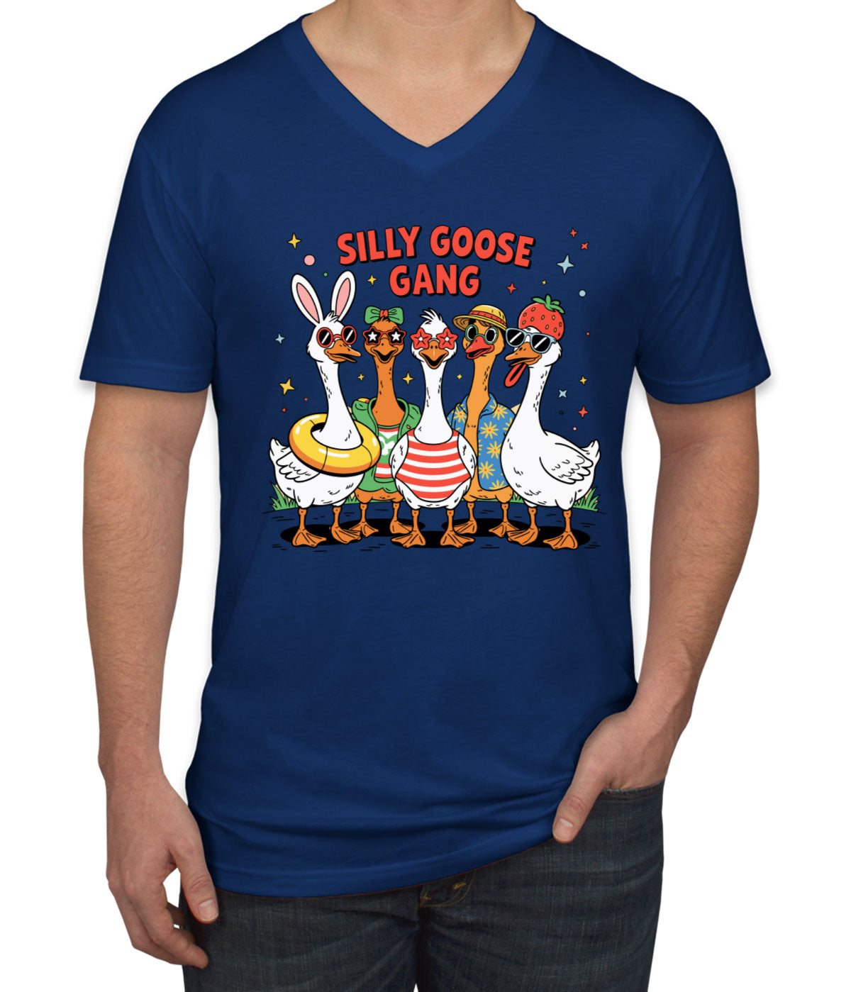 Silly Goose Gang Men's V Neck T-shirt