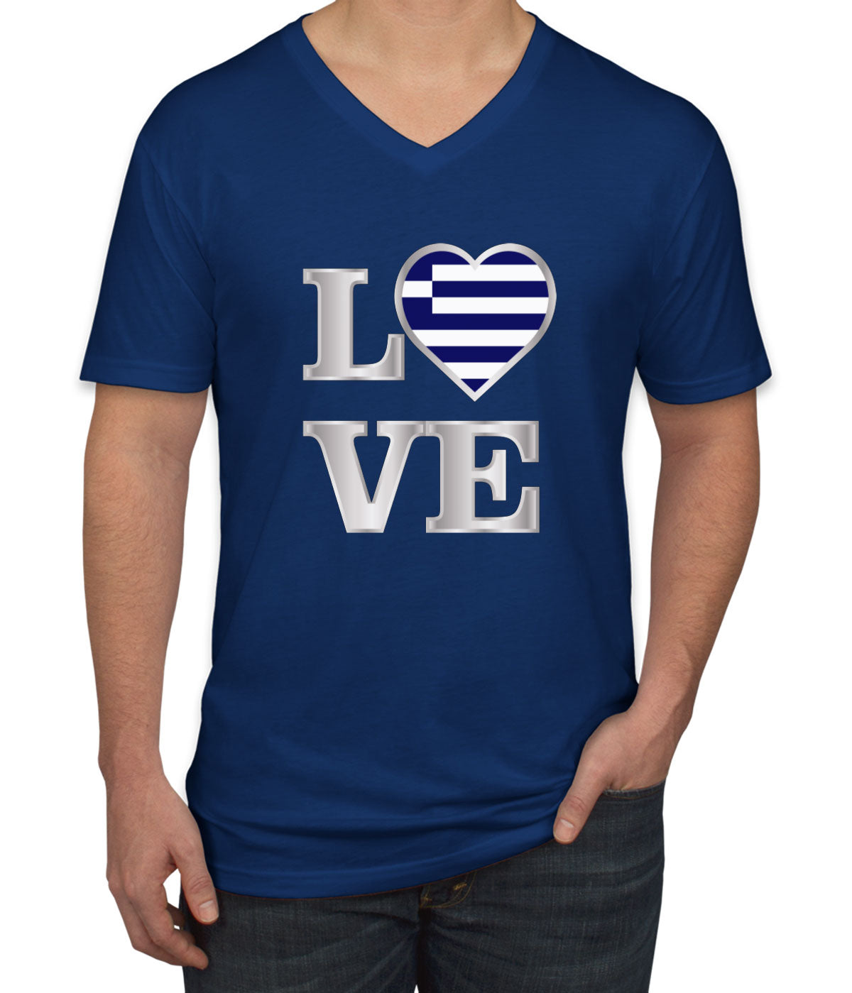 Greece Love Men's V Neck T-shirt