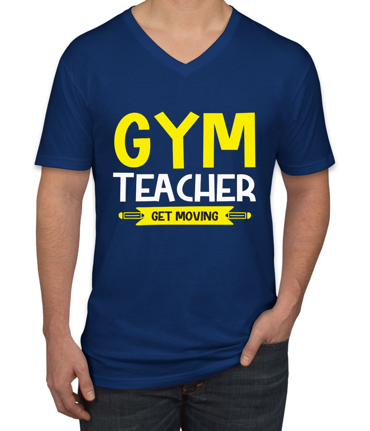 Gym Teacher Get Moving Men's V Neck T-shirt