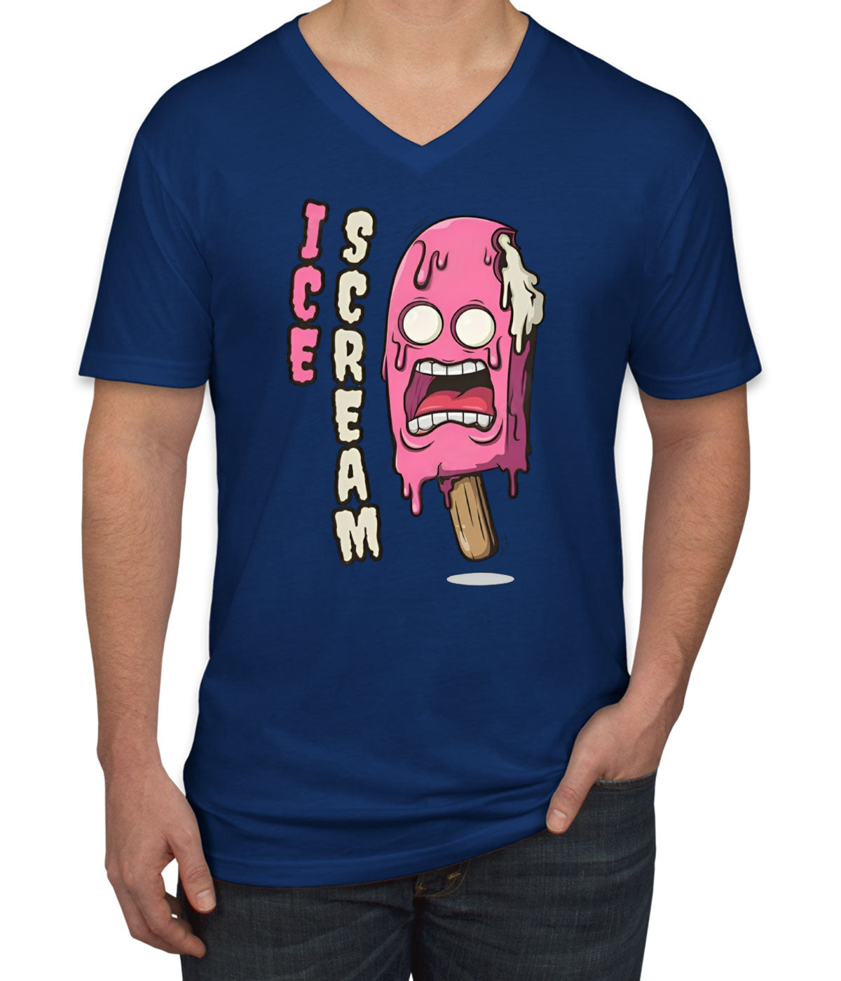 Ice Scream Cartoon Men's V Neck T-shirt