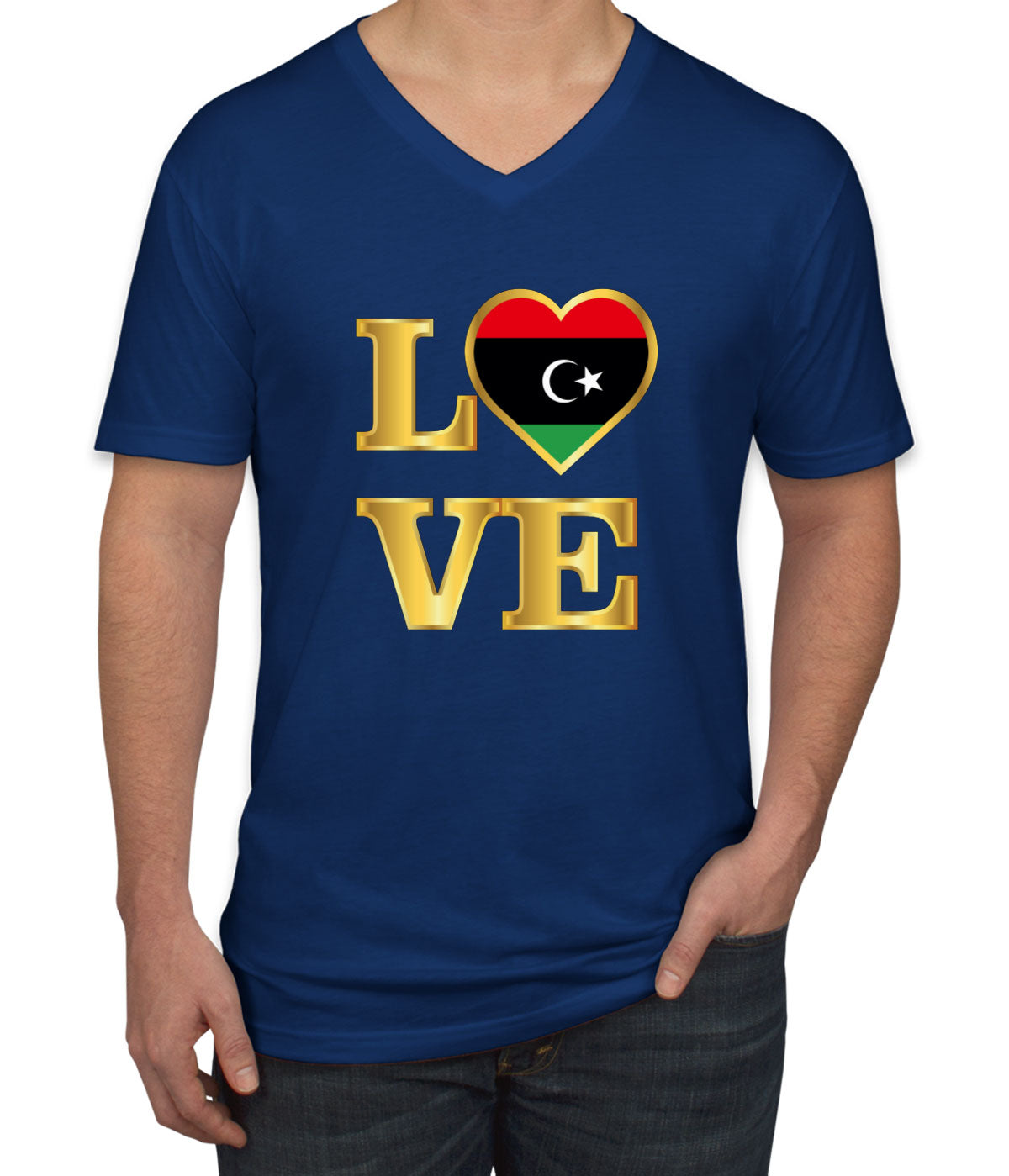 Libya Love Men's V Neck T-shirt