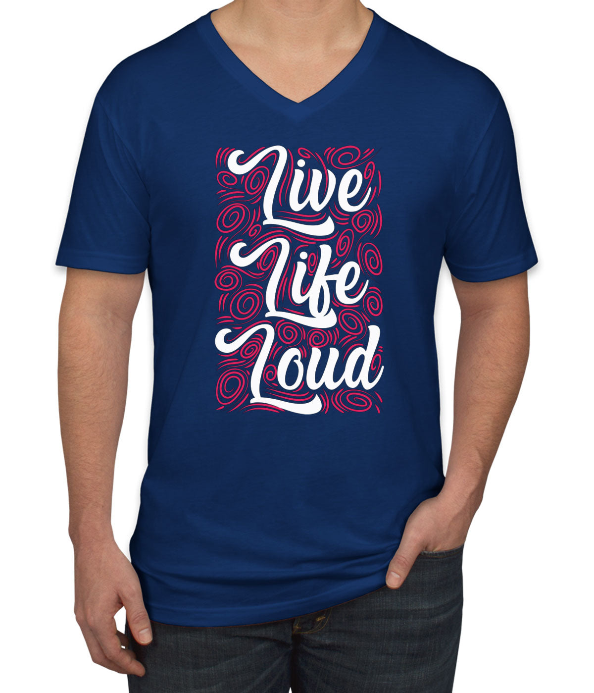 Live Life Loud Music Men's V Neck T-shirt