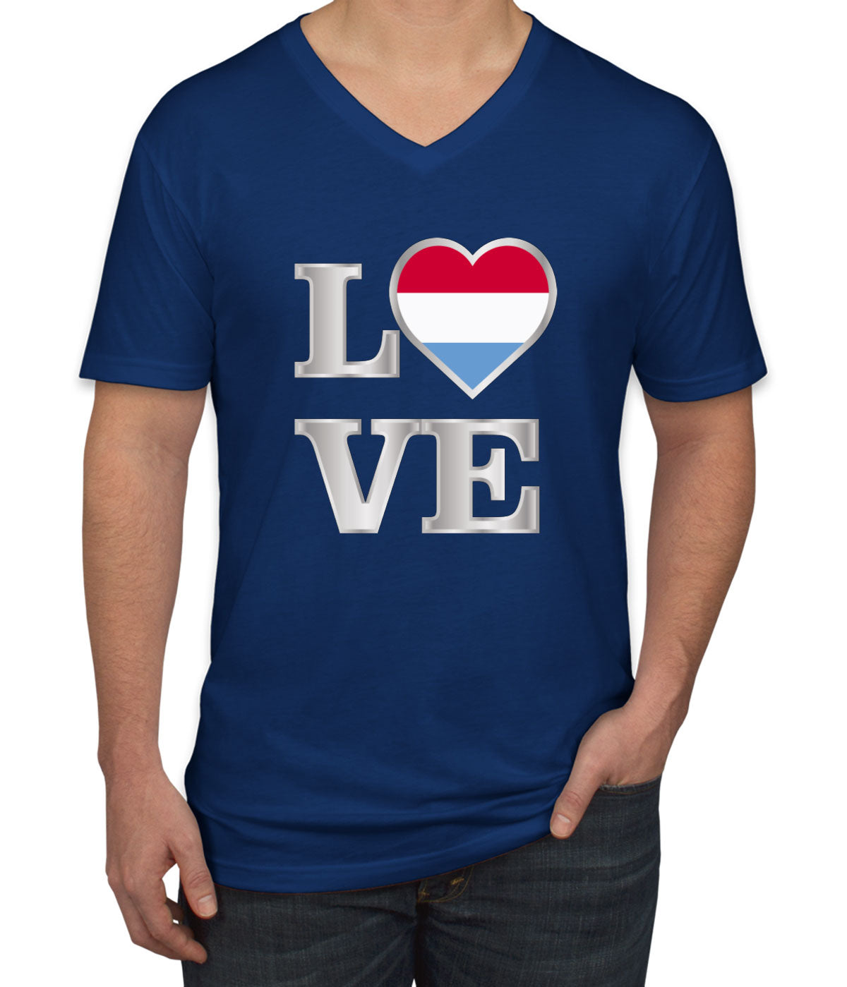 Luxembourg Love Men's V Neck T-shirt