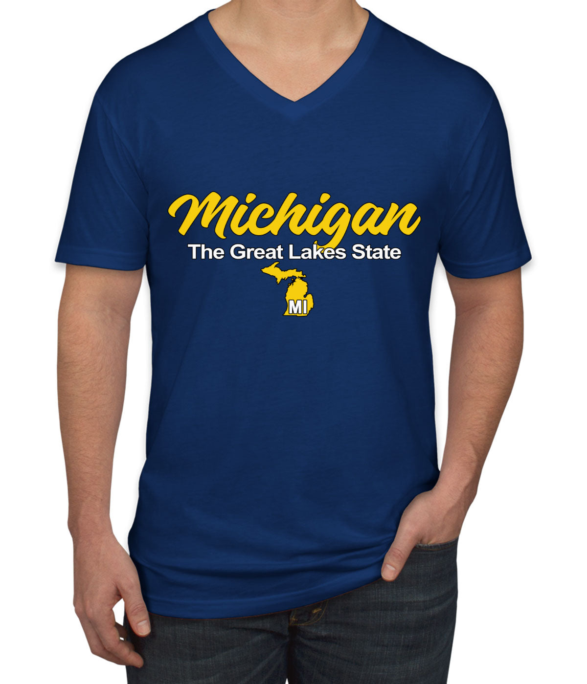 Michigan The Great Lakes State Men's V Neck T-shirt