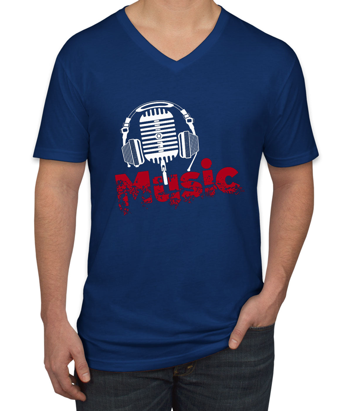 Music And Headphone Men's V Neck T-shirt