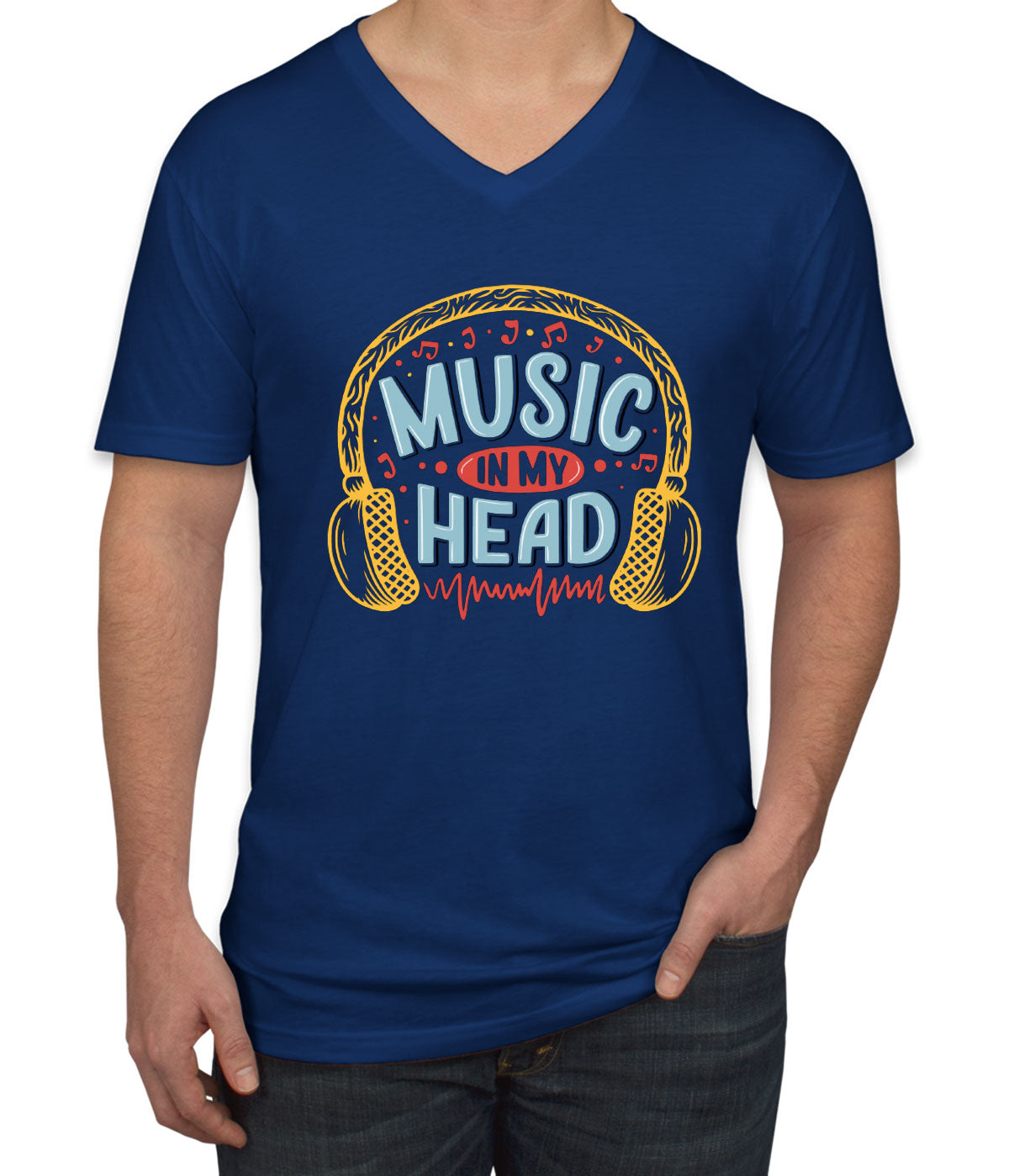 Music In My Head Men's V Neck T-shirt