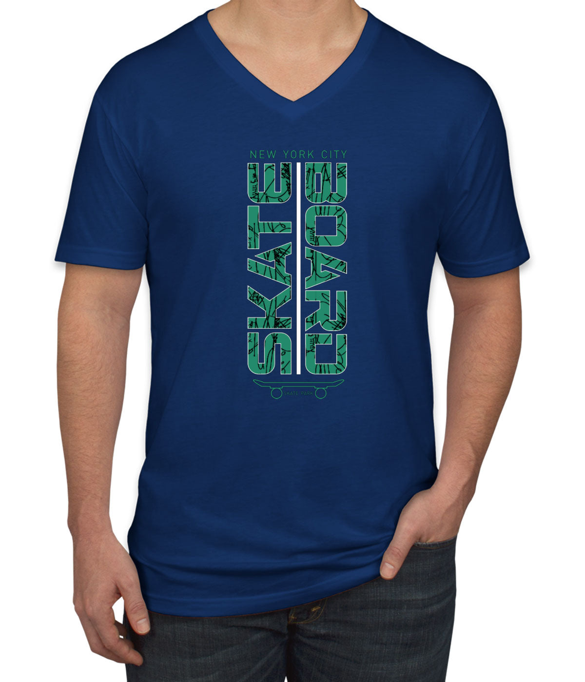 New York Skate Board Men's V Neck T-shirt