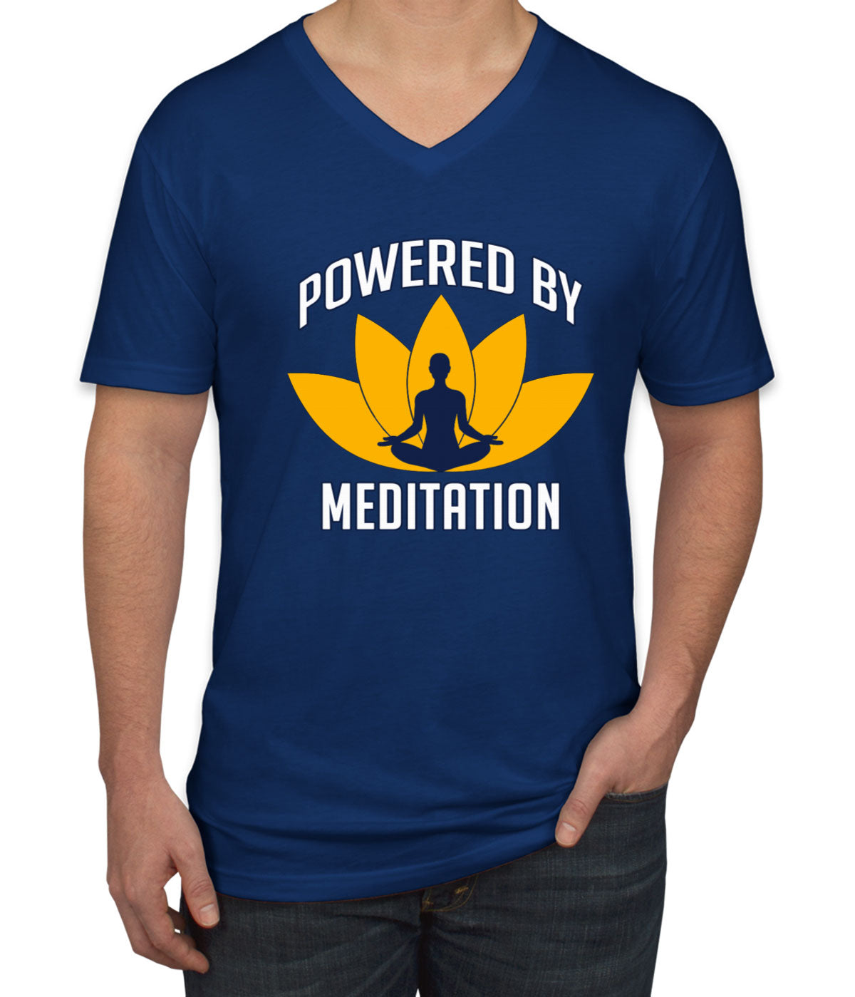 Powered By Meditation Men's V Neck T-shirt