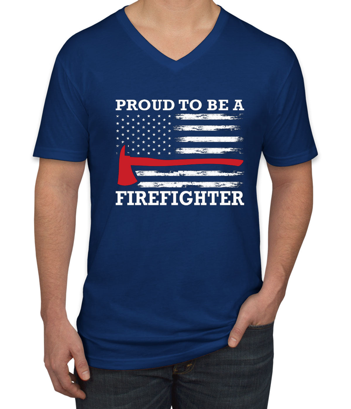 Proud To Be A Firefighter Men's V Neck T-shirt