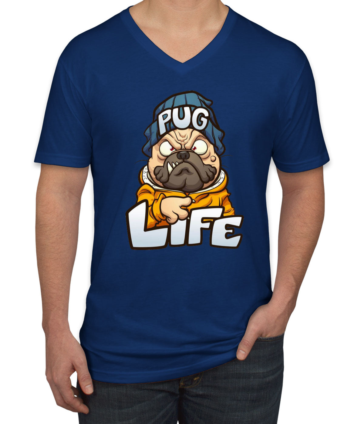 Pug Life Pug Dog Cartoon Men's V Neck T-shirt