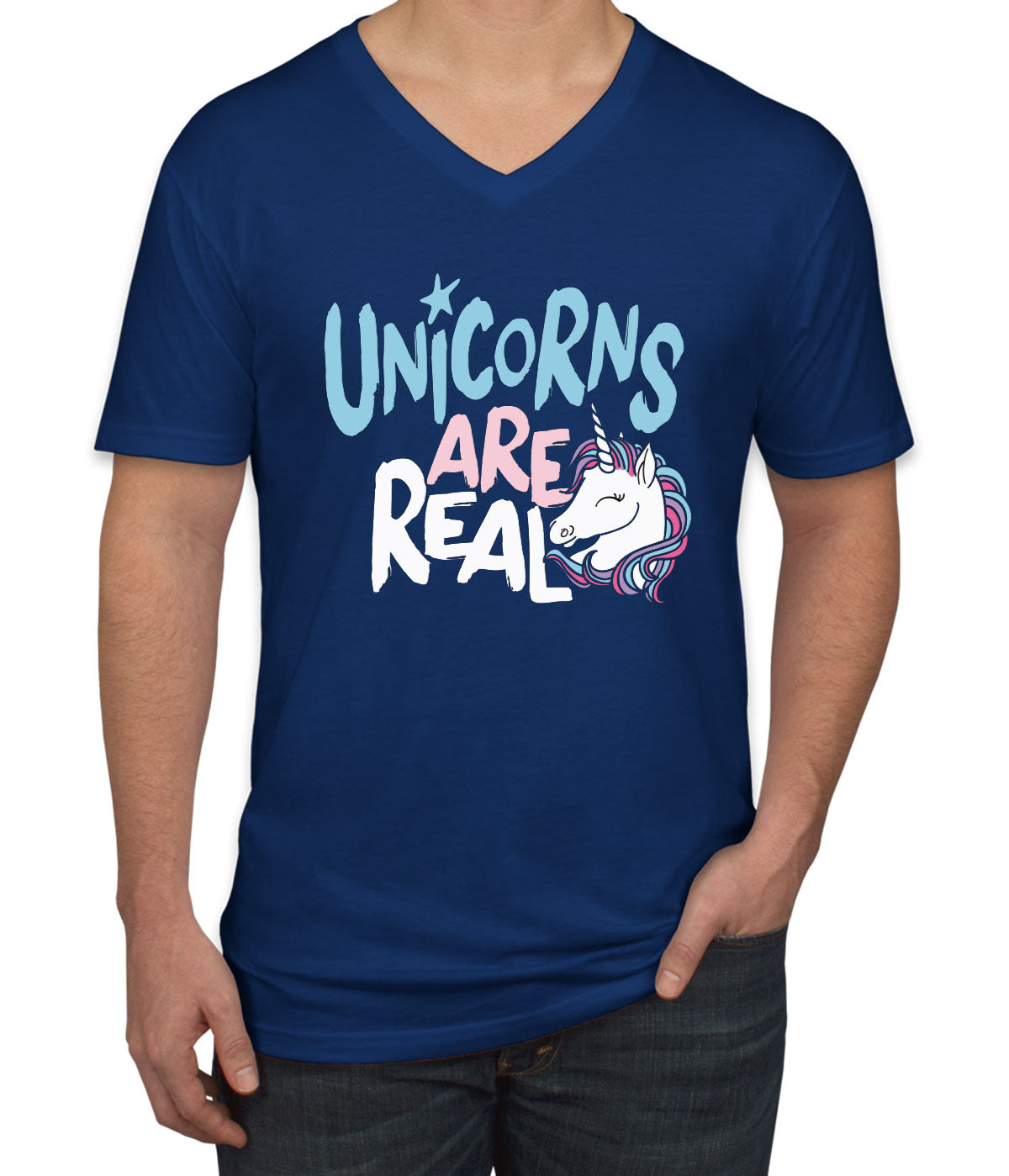 Unicorns Are Real Men's V Neck T-shirt