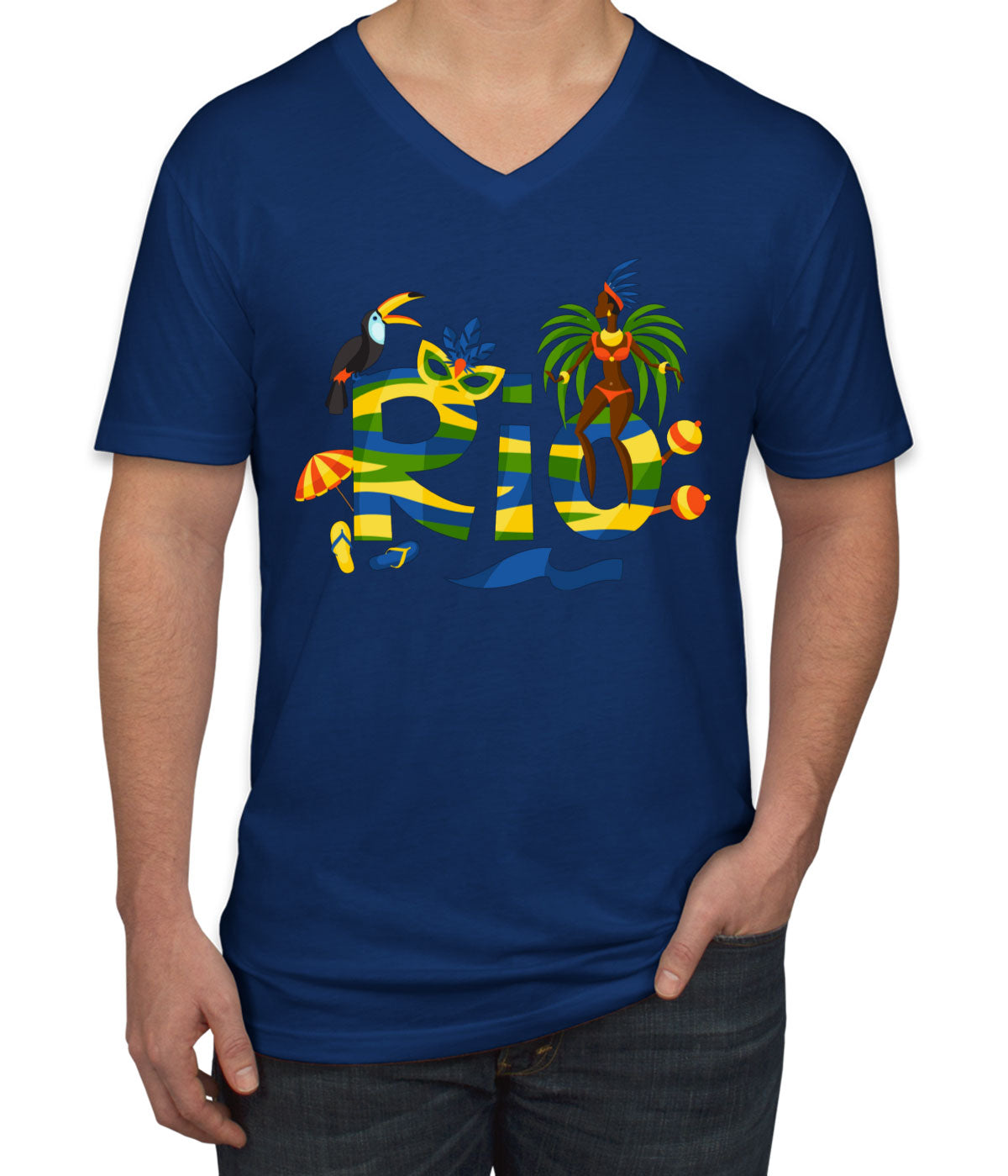 Rio De Janeiro Brazil Carnival Men's V Neck T-shirt