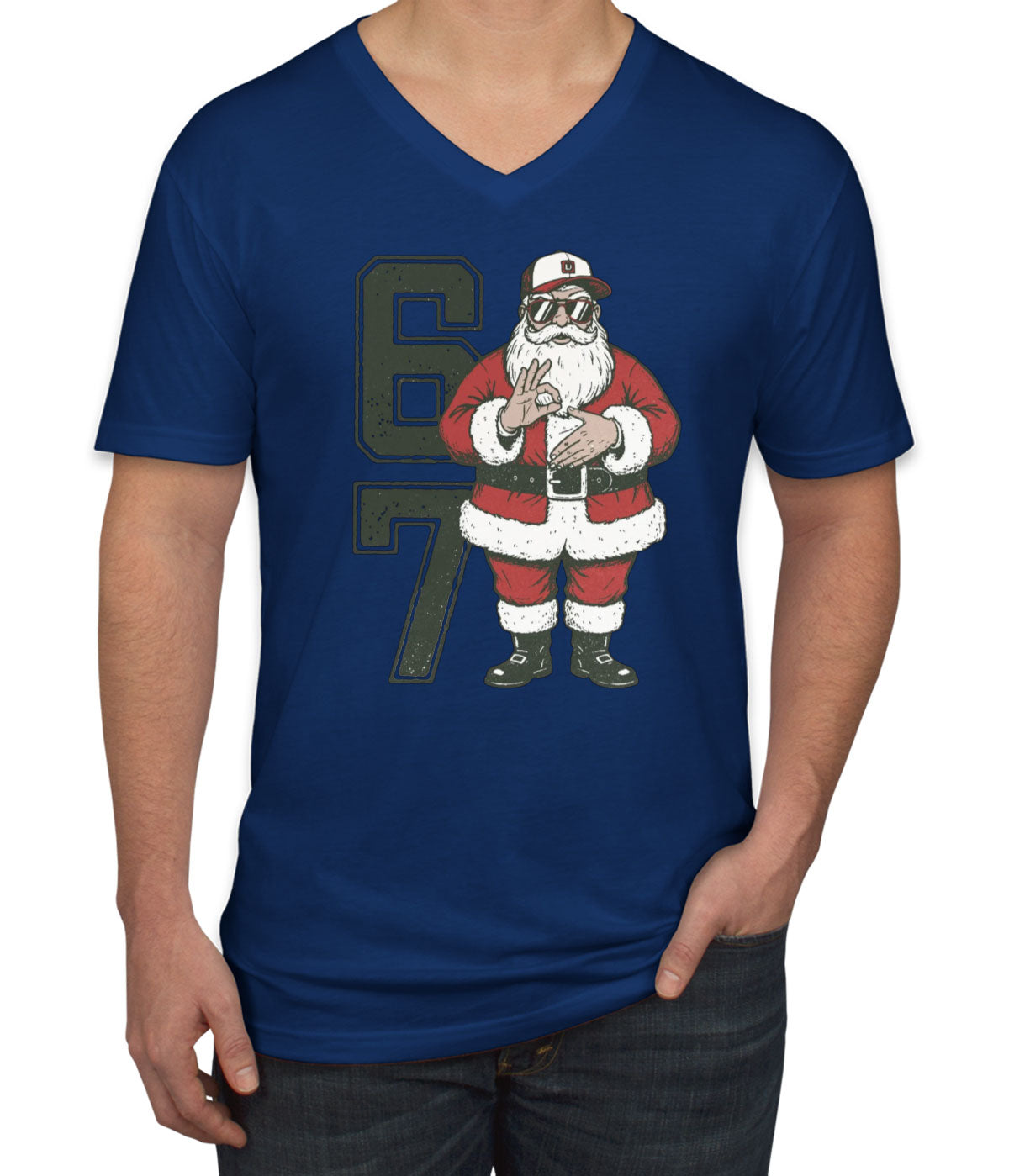 67 Sixty Seven Christmas Santa Men's V Neck T-shirt