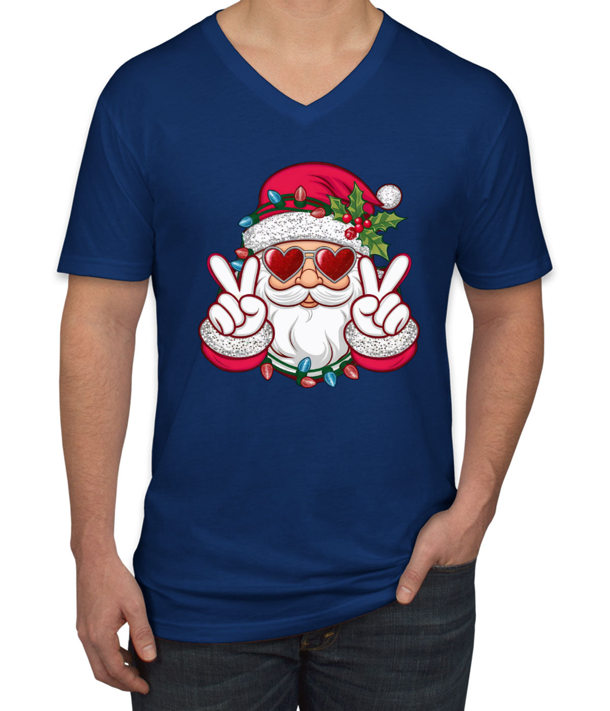 Cool Santa Claus Christmas Men's V Neck T-shirt