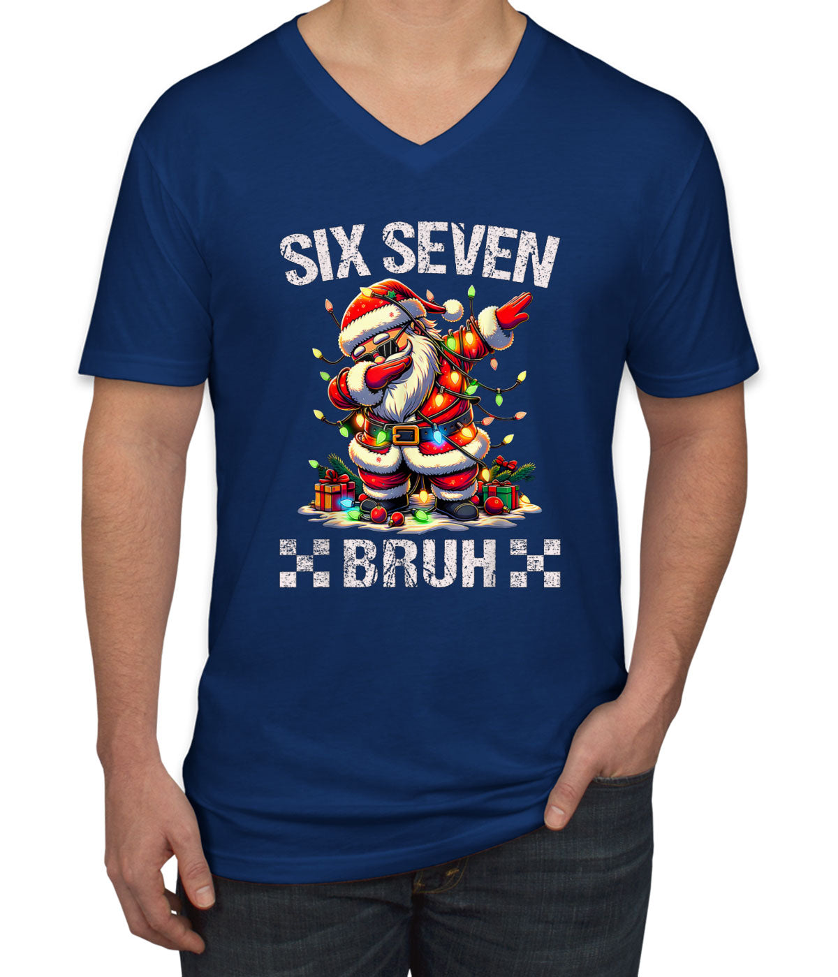 67 Sixty Seven Bruh Debbing Santa Christmas Men's V Neck T-shirt