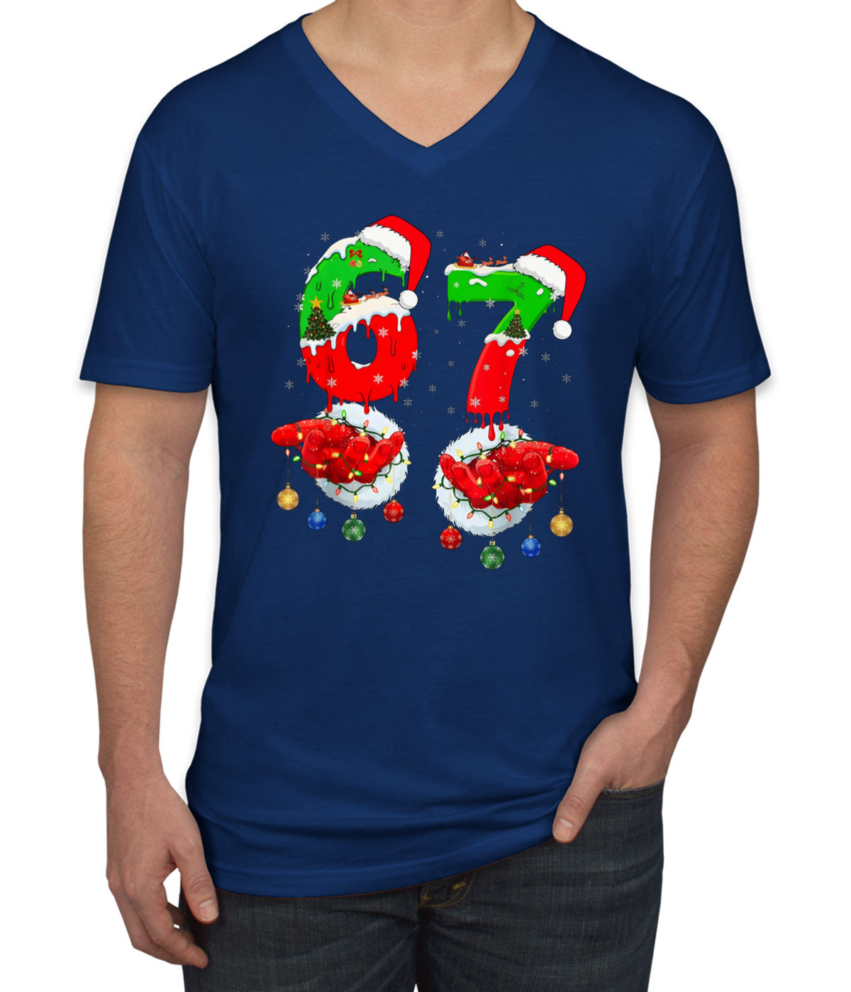 67 Sixty Seven Christmas Men's V Neck T-shirt