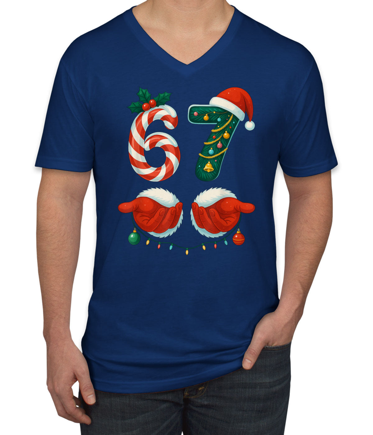 67 Sixty Seven Christmas Men's V Neck T-shirt