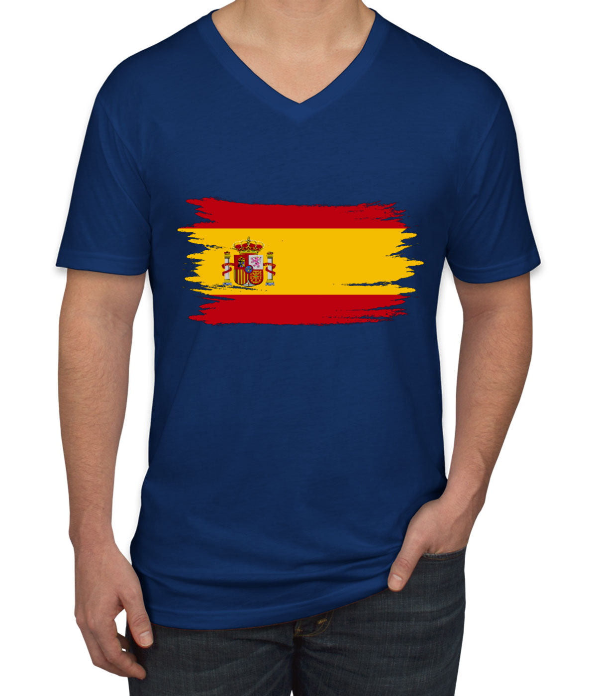 Spain Flag Men's V Neck T-shirt