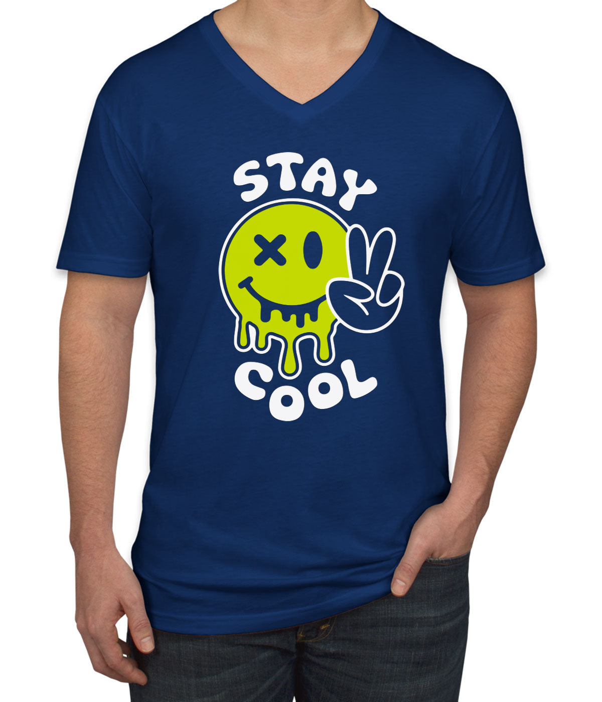 Stay Cool Emoji Face Men's V Neck T-shirt