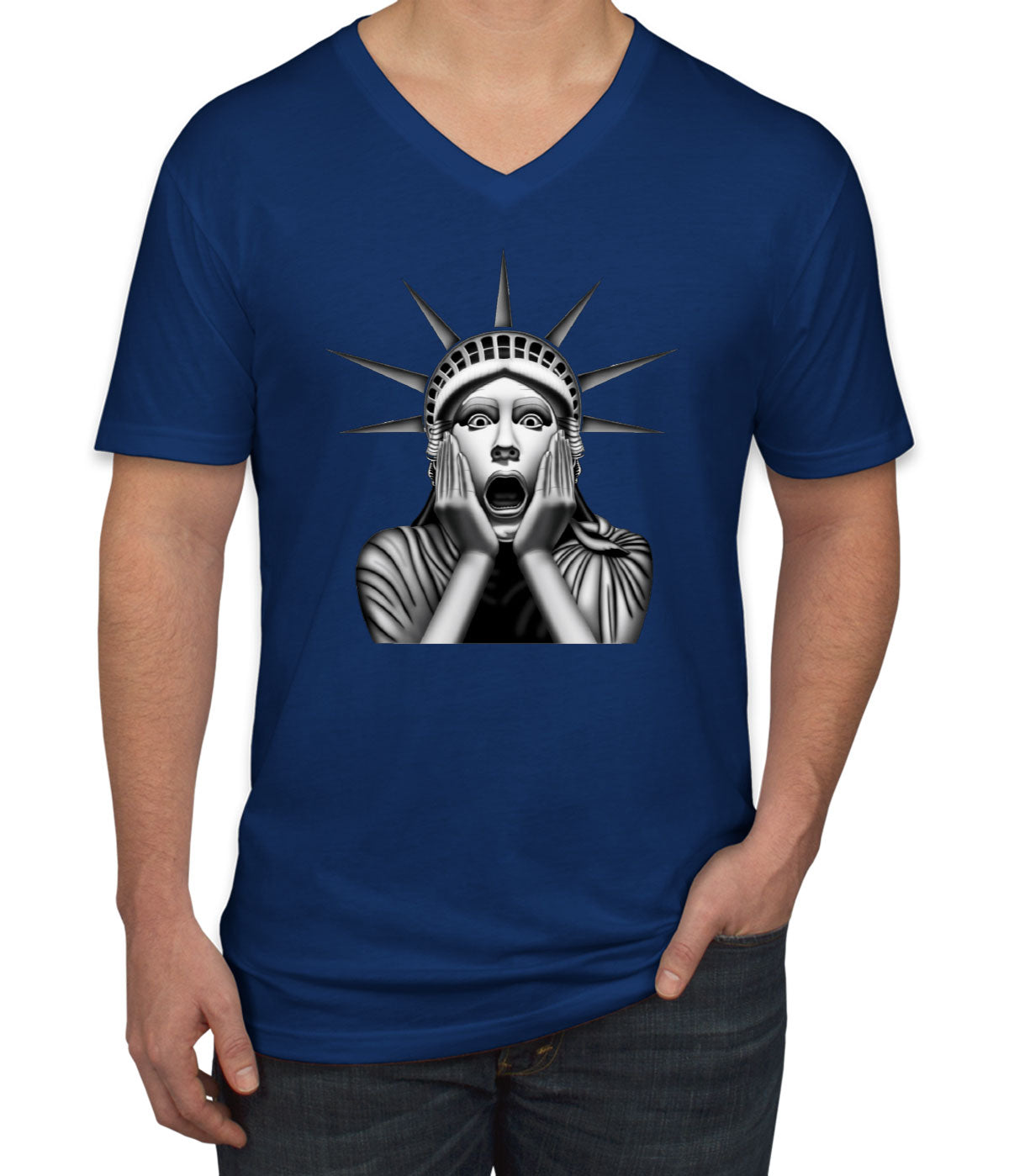 Surprised Statue of Liberty Men's V Neck T-shirt