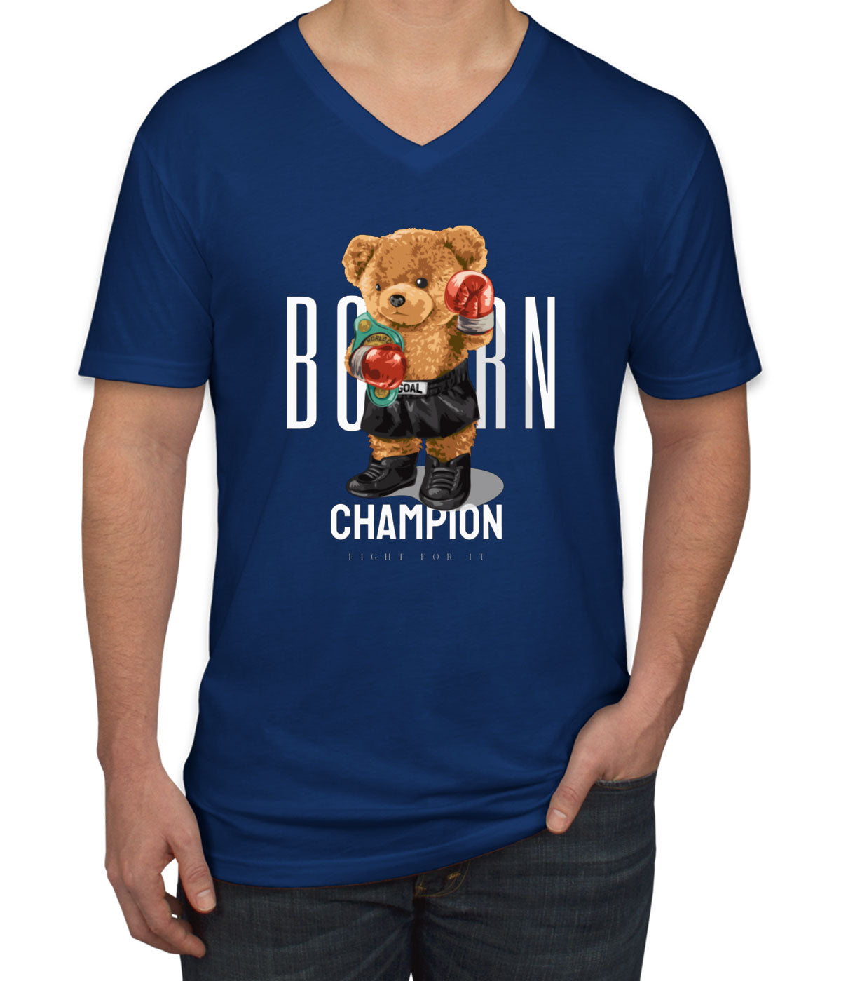 Teddy Bear Champion Boxer Men's V Neck T-shirt