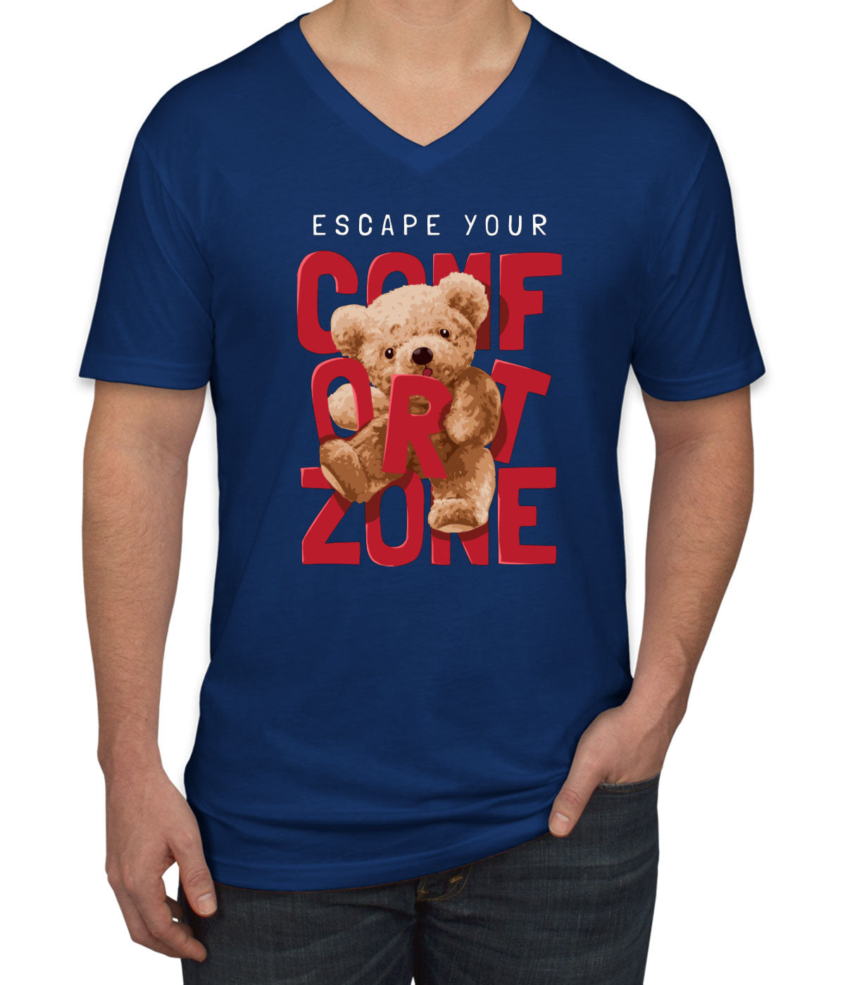 Teddy Bear Escape Your Comfort Zone Men's V Neck T-shirt