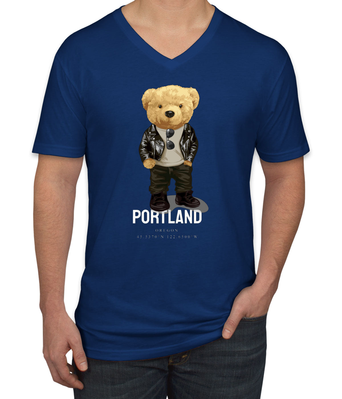 Teddy Bear Portland Men's V Neck T-shirt