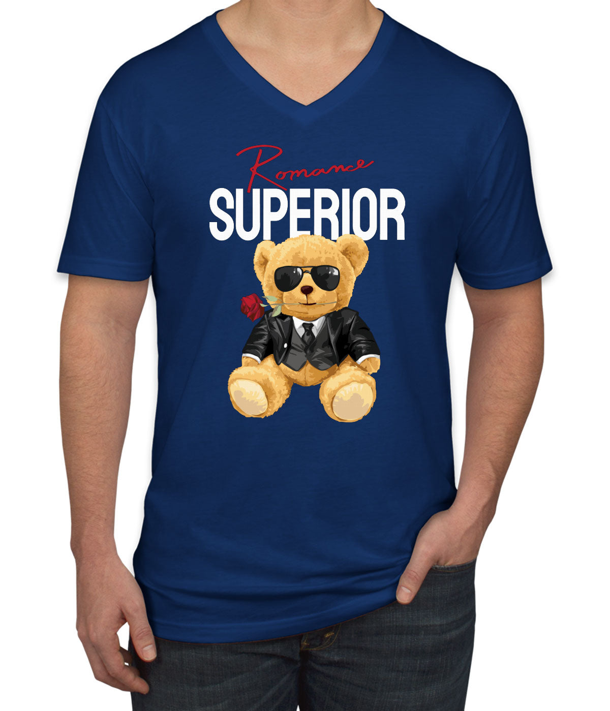 Teddy Bear Romance Men's V Neck T-shirt