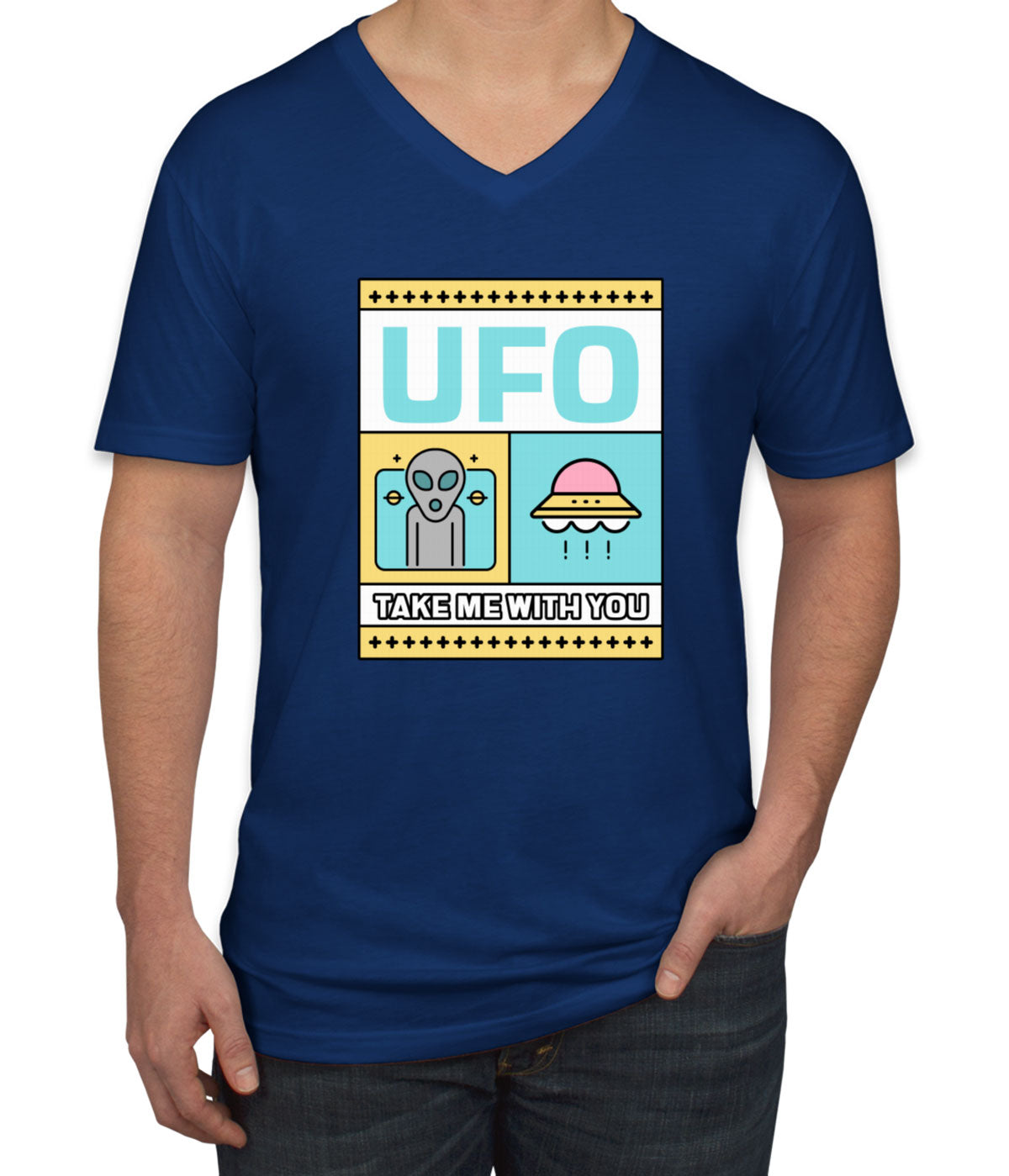 UFO Take Me With You Men's V Neck T-shirt