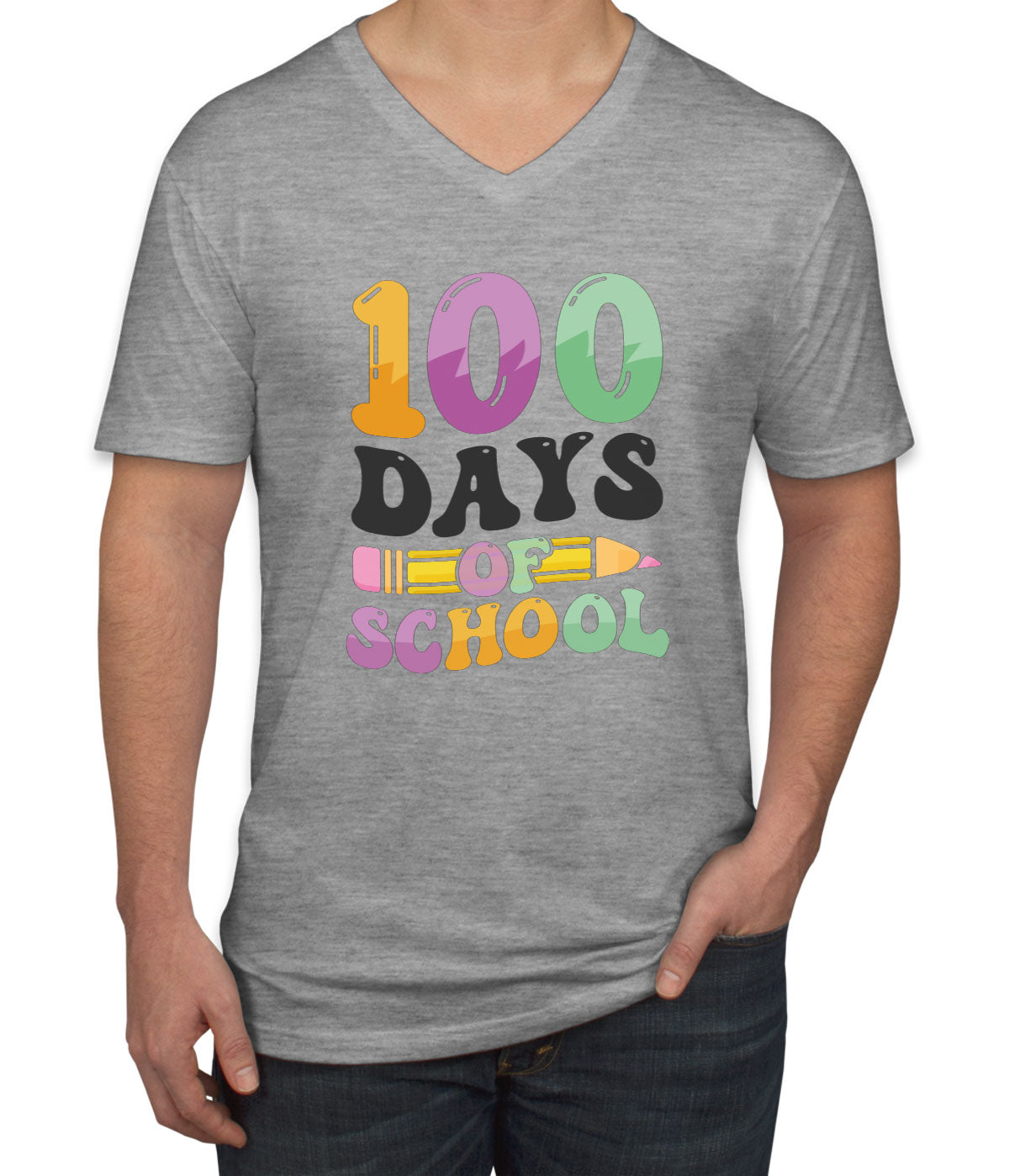 100 Days Of School Men's V Neck T-shirt