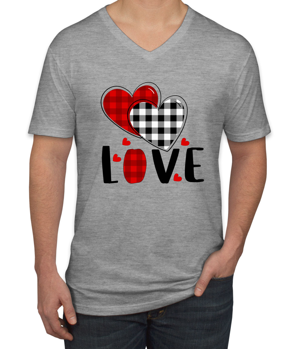 Heart Love Valentine's Day Men's V Neck T-shirt