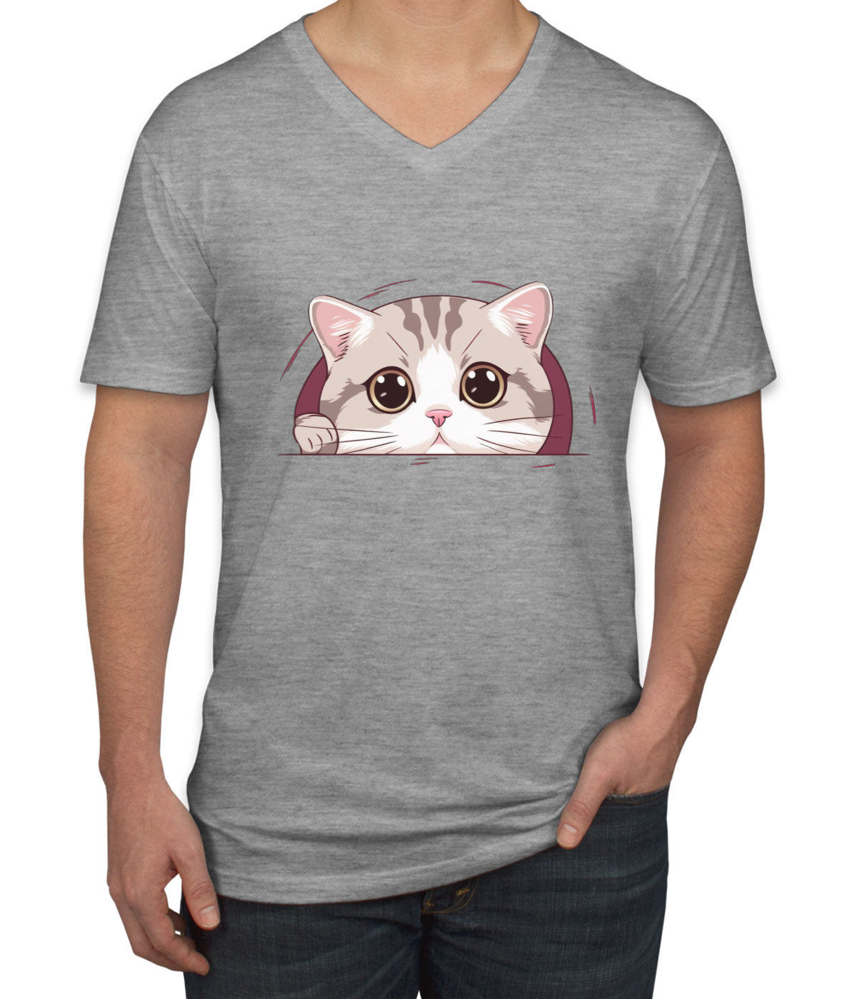 Cute American Cat Men's V Neck T-shirt