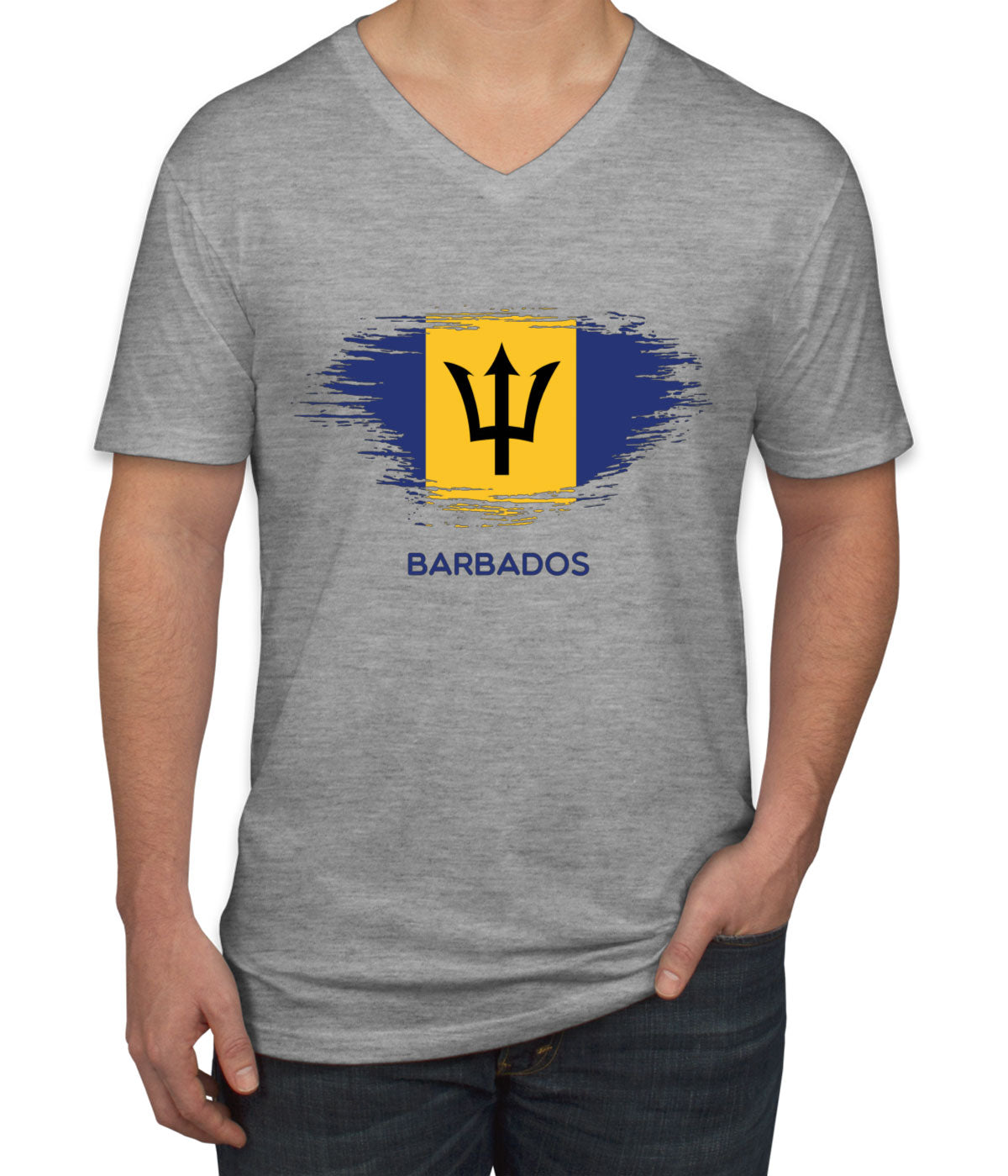 Barbados Flag Men's V Neck T-shirt
