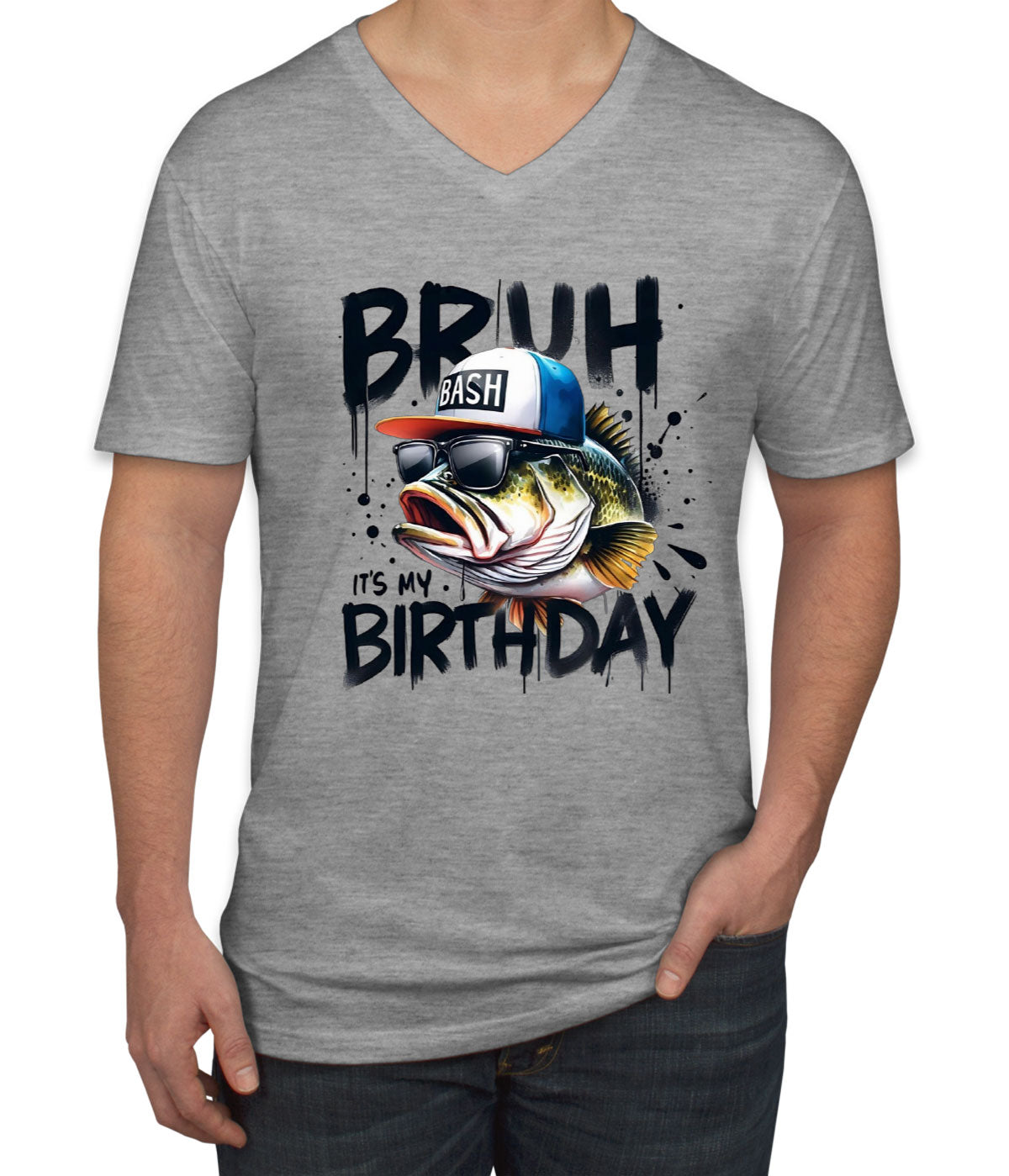 Birthday Bass It's My Birthday Men's V Neck T-shirt