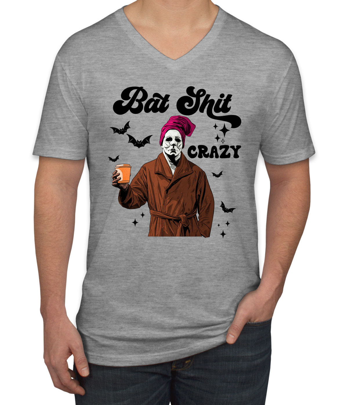 Bat Shit Crazy Myers Halloween Men's V Neck T-shirt