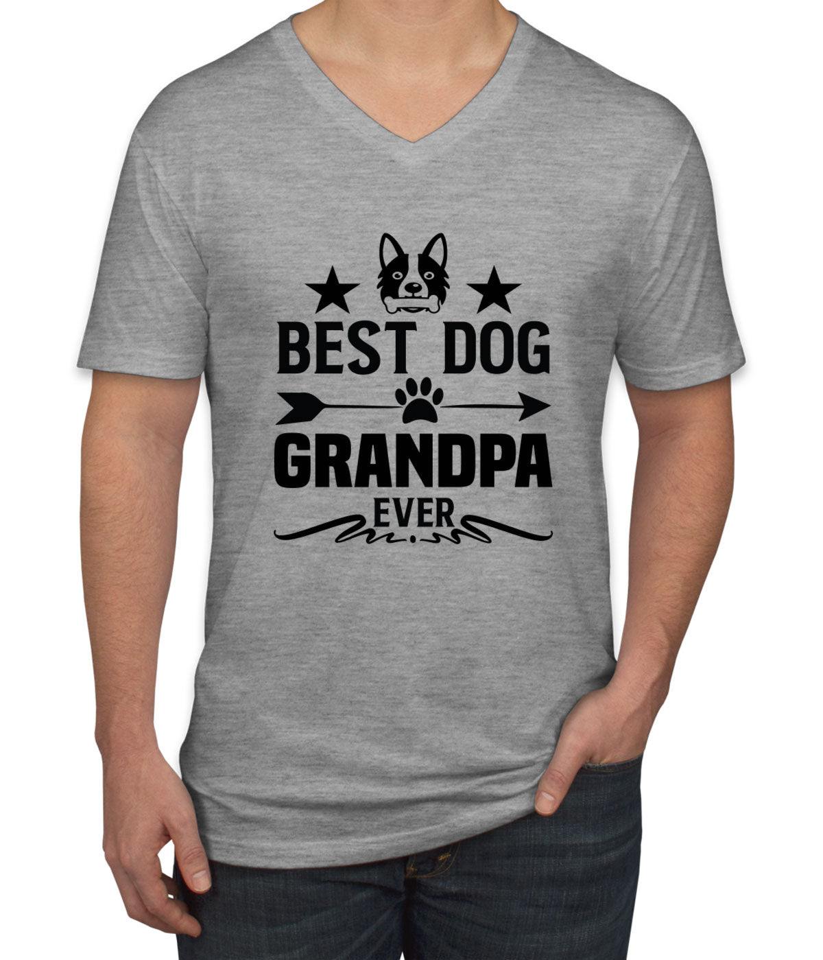 Best Dog Grandpa Ever Men's V Neck T-shirt