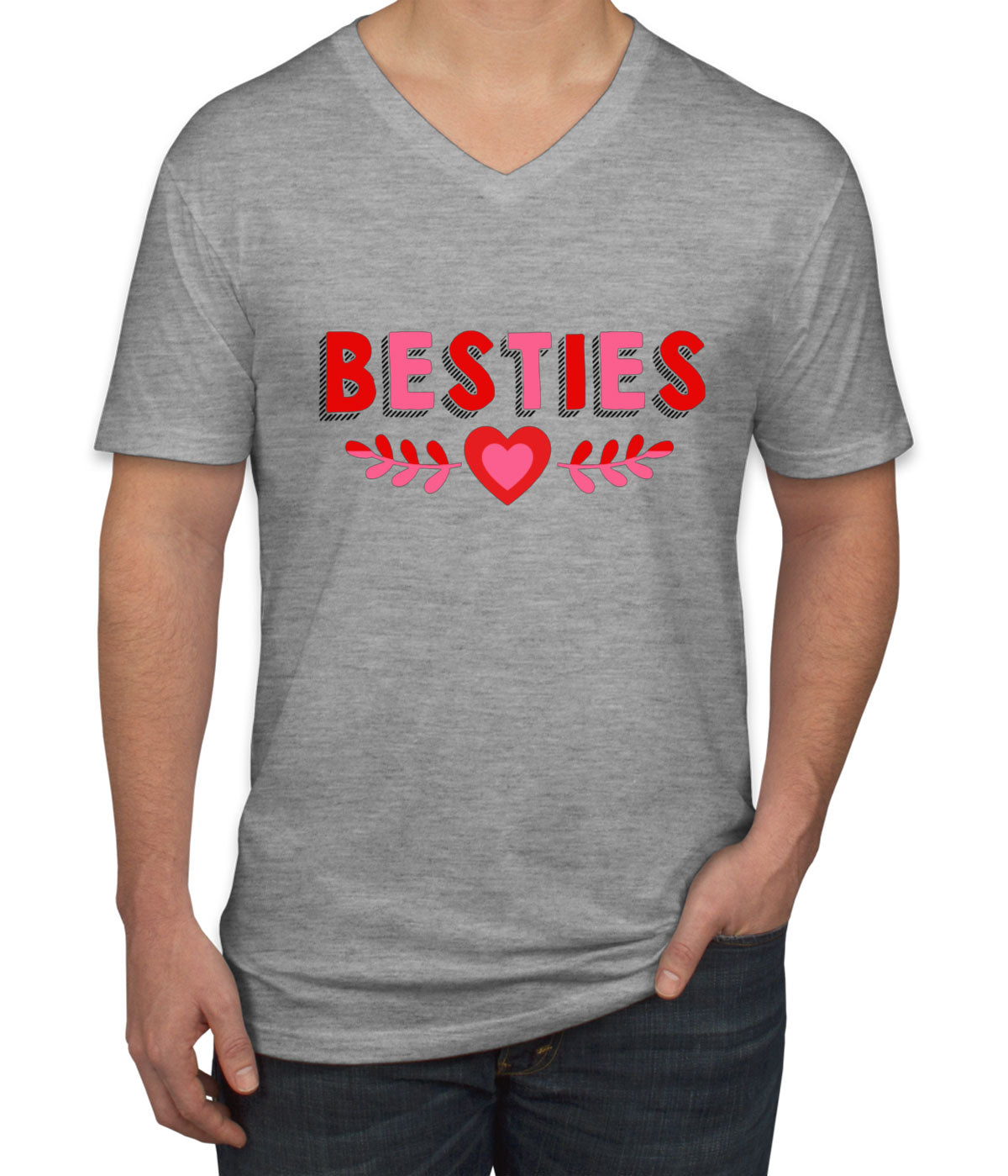 Besties Valentine's Day Men's V Neck T-shirt