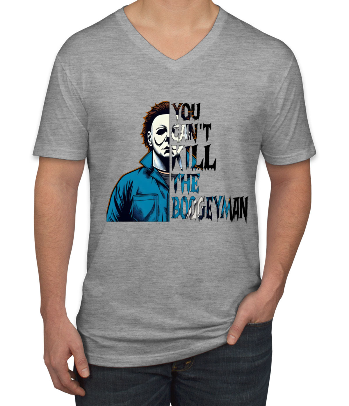 You Can't Kill The Boogeyman Halloween Men's V Neck T-shirt