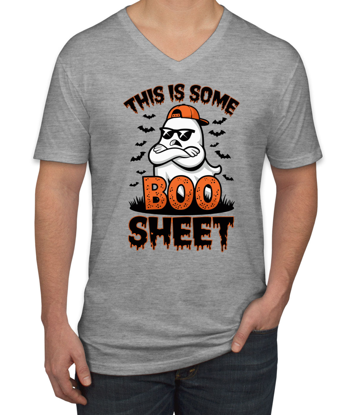 This Is Some Boo Sheet Halloween Men's V Neck T-shirt