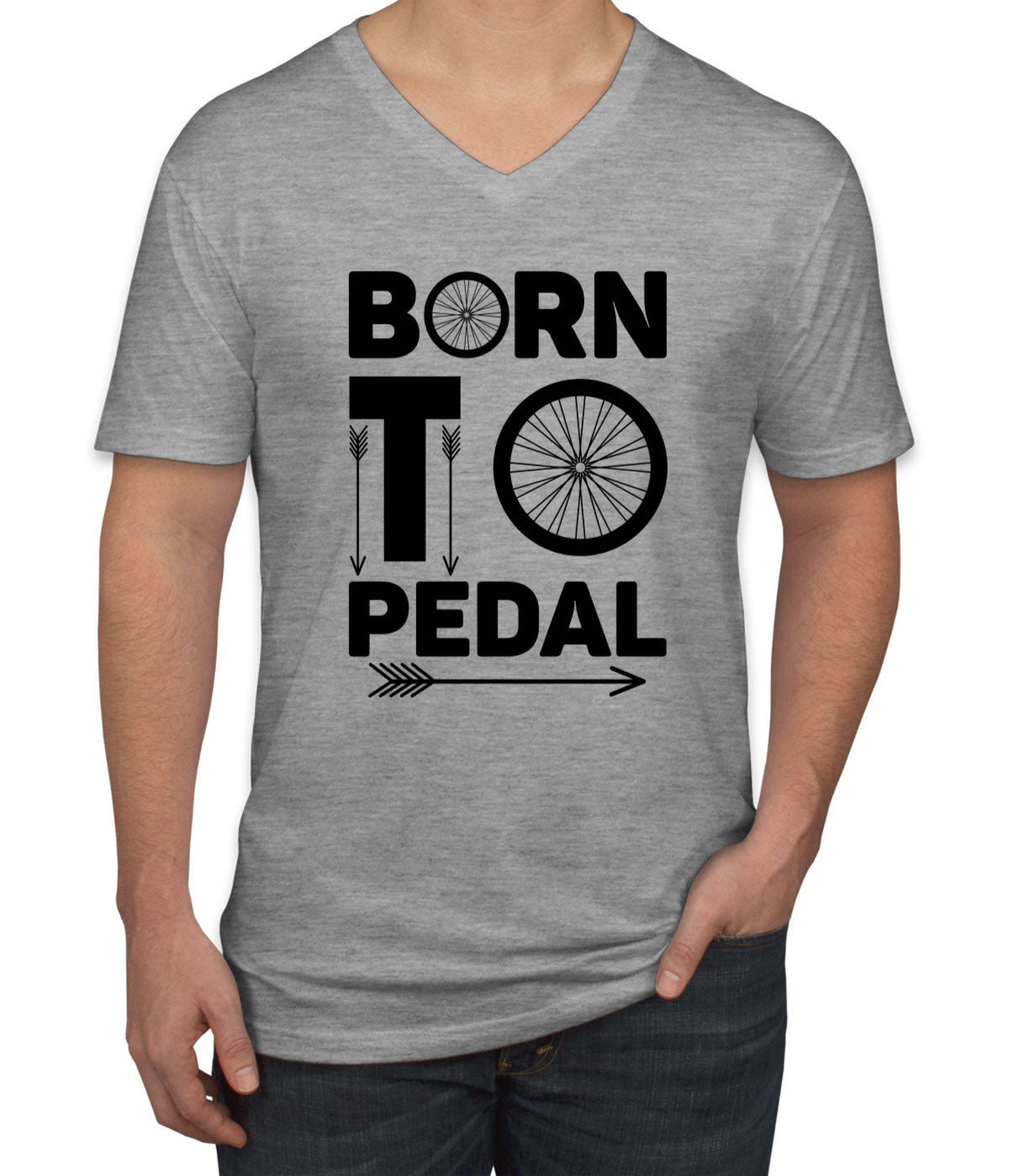 Born To Pedal Bicycle Cycling Men's V Neck T-shirt