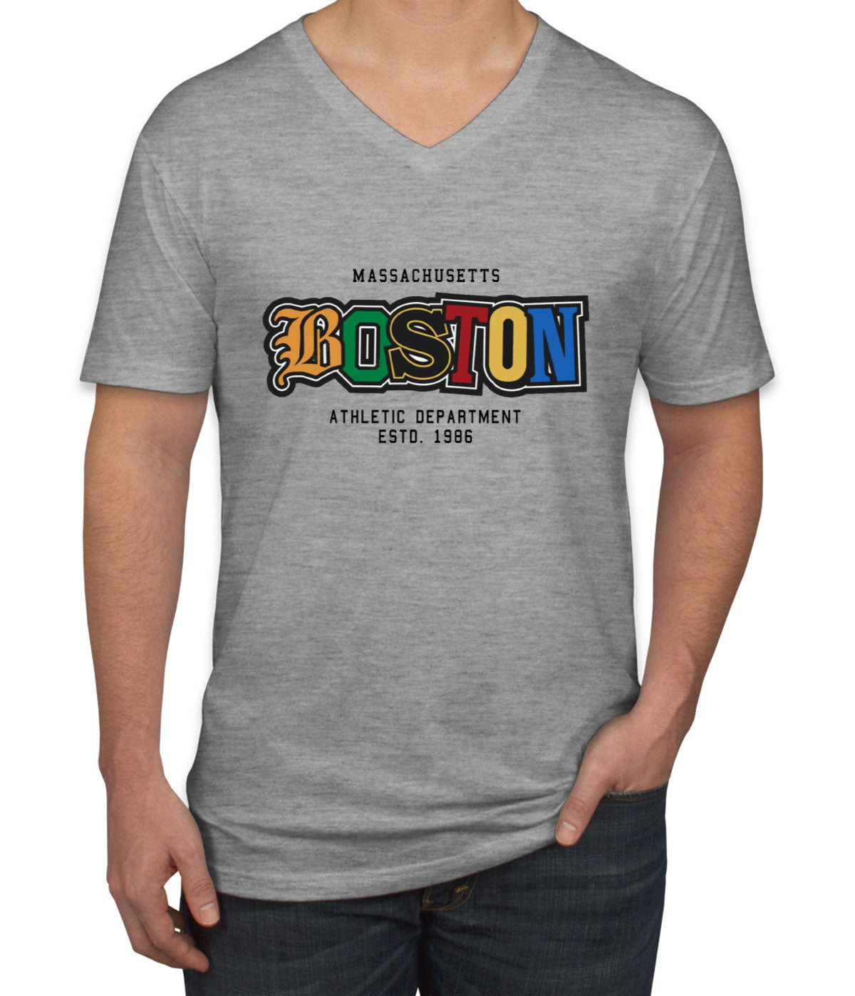 Boston Massachusetts Men's V Neck T-shirt