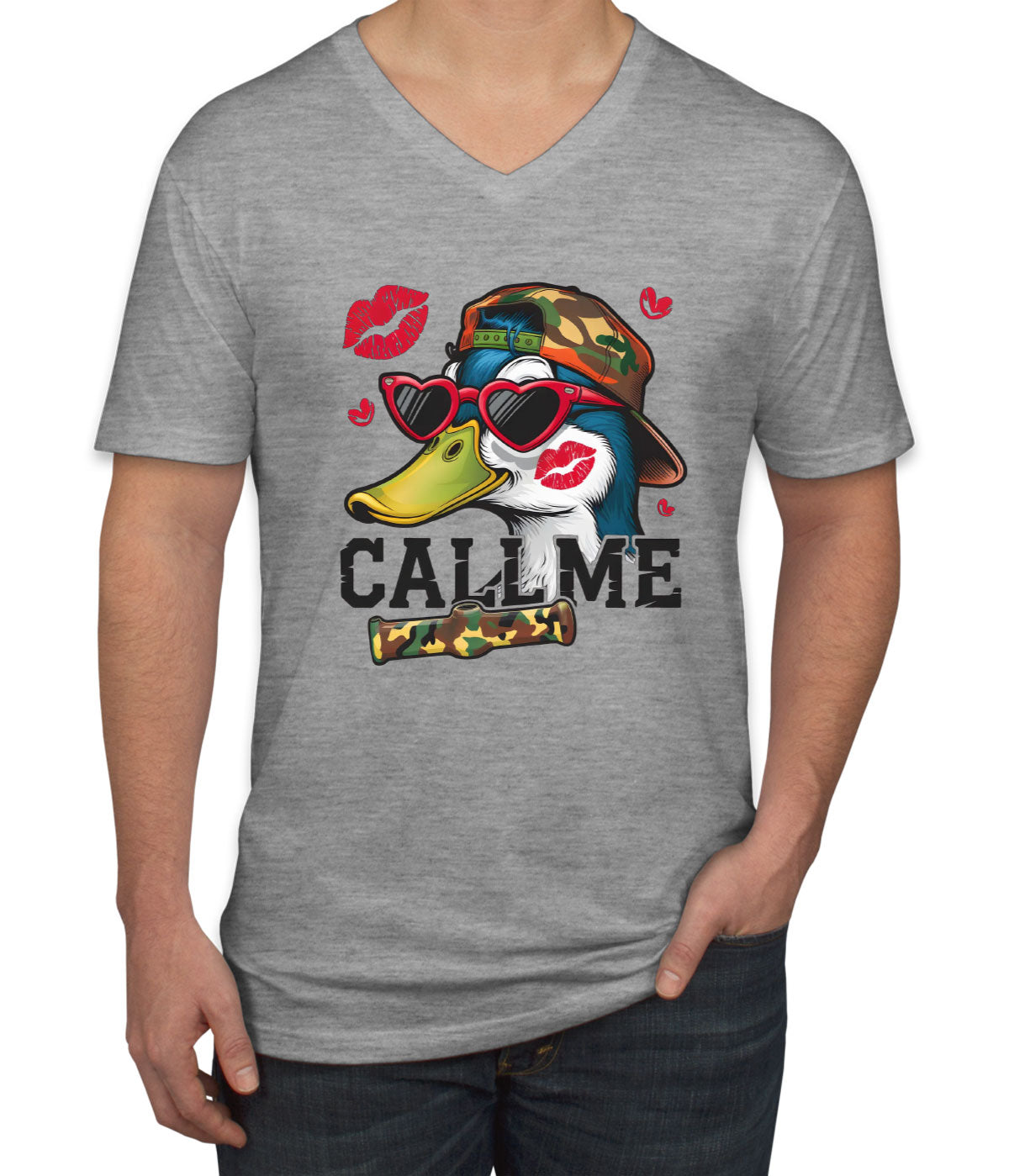 Duck Hunting Call Me Men's V Neck T-shirt