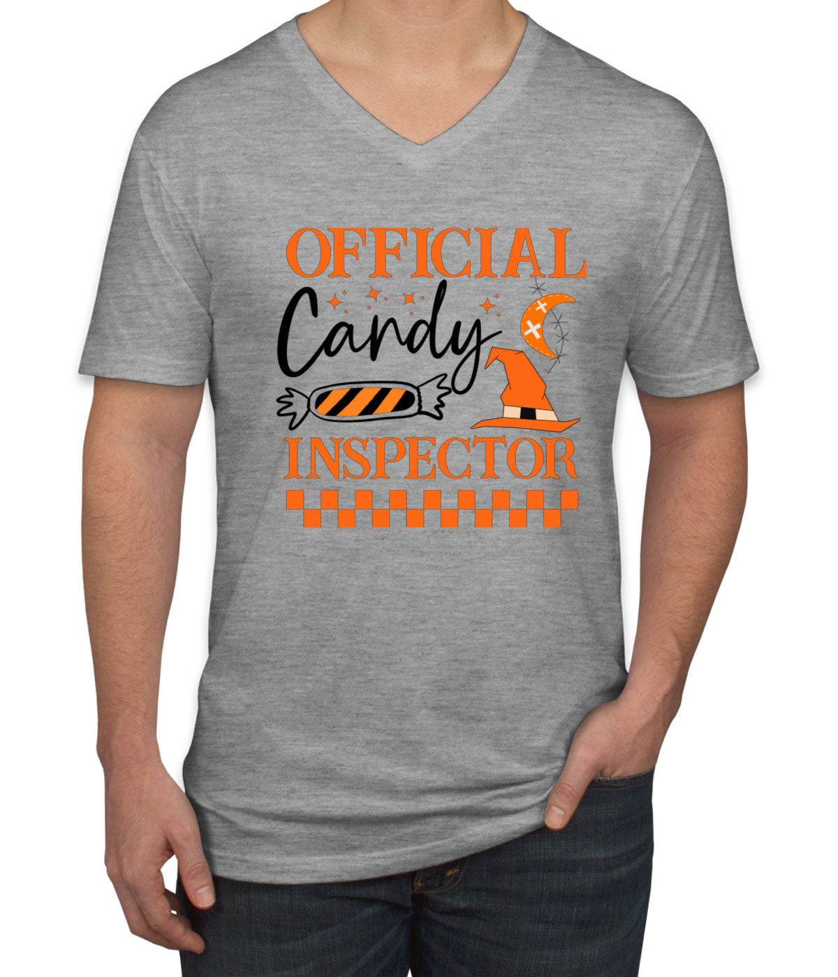 Official Candy Inspector Halloween Men's V Neck T-shirt