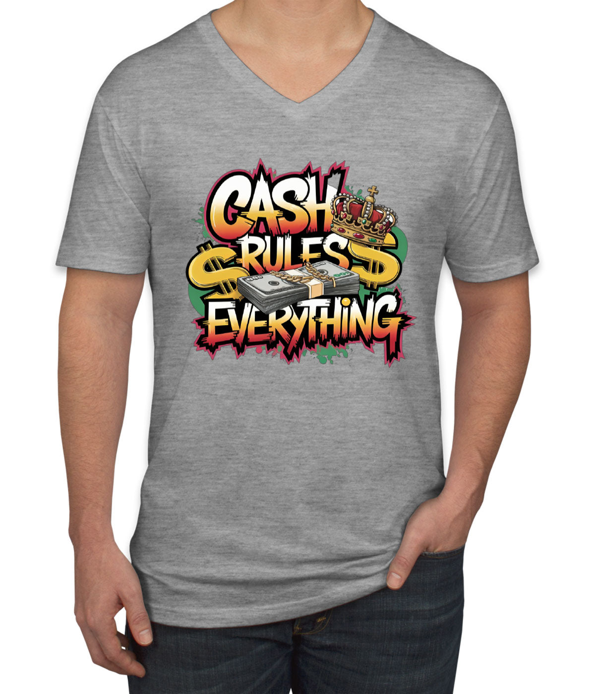 Cash Rules Everything Men's V Neck T-shirt