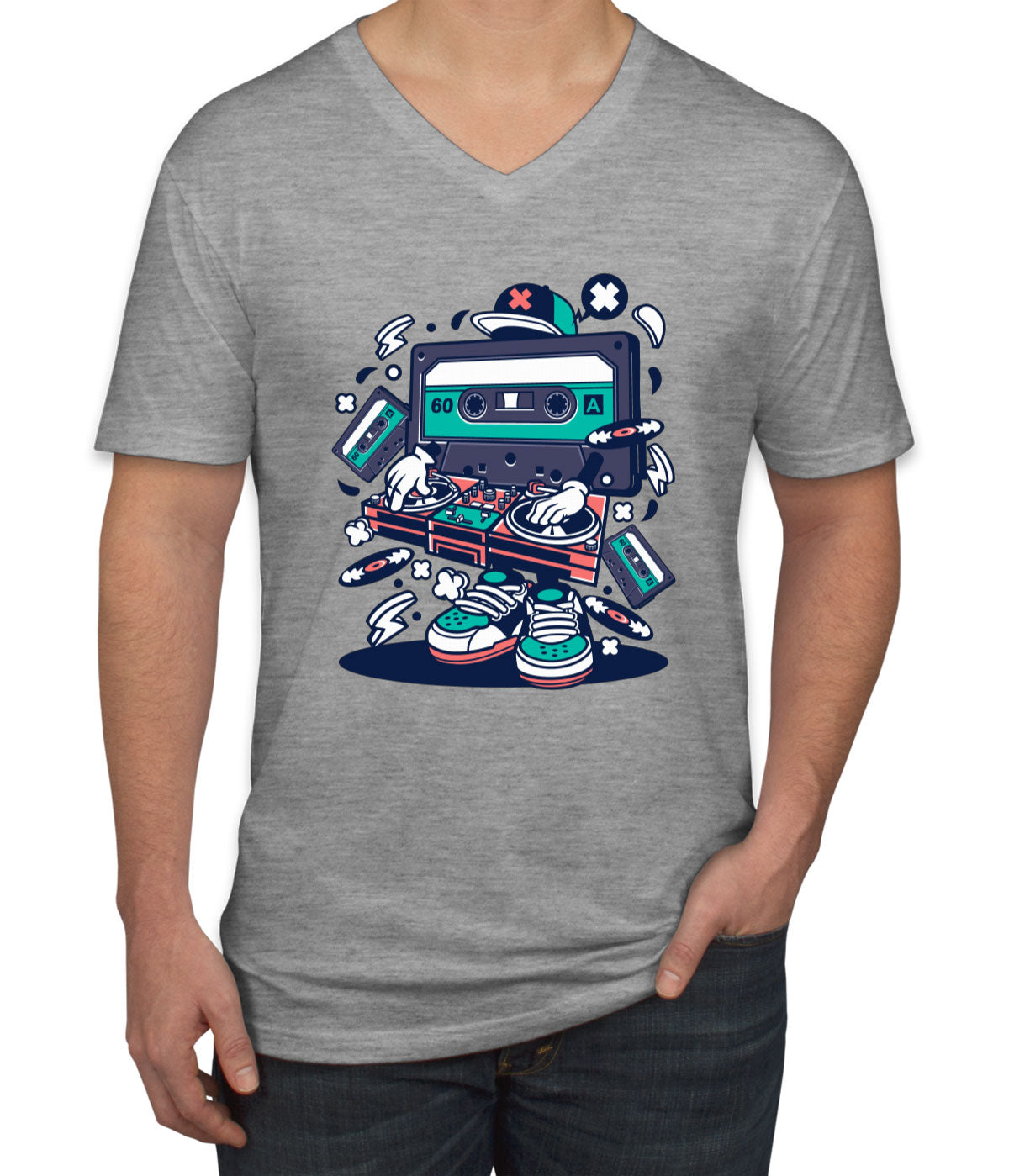 Cassette Disc Jockey Men's V Neck T-shirt